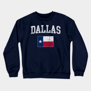 Dallas Texas Flag Vintage Fade Crewneck Sweatshirt